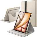 JETech Rotating Case for iPad Air 13-Inch M4/M3/M2 (2026/2025/2024) with Pencil Holder, 360 Degree Rotation PU Leather Folio Protective Cover (Starlight)