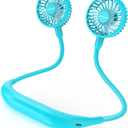 AMACOOL 2600mAh Portable Neck Fan, Wearable Hands-Free Battery Operated with Ultra Quite & Strong Wind, 360 Adjustable Personal Fan Gifts for Women Hot Flashes Cruise Travel Outdoor Sports-Aqua Blue