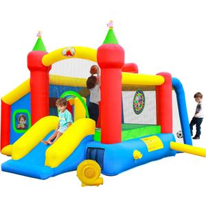 WELLFUNTIME Inflatable Bounce House, Jumping Castle Slide with Blower, Kids Bouncer with Ball Pit