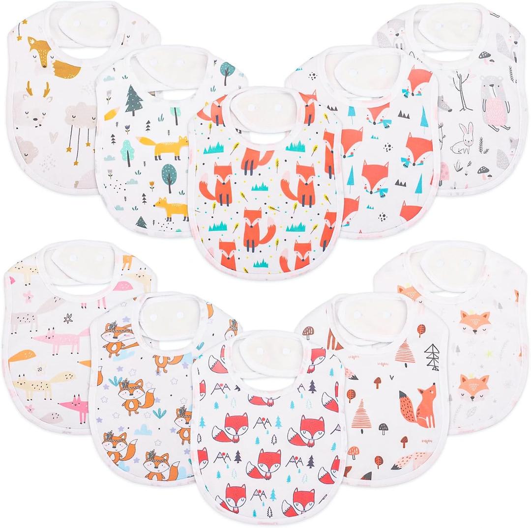 Baby Bibs for Girls & Boys Teething Feeding and Drooling,Super Soft Ultra Absorbent,10-Pack