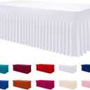 Smiry Spandex Tablecloth, Elastic Fitted Stretch Tablecloth for 5FT Rectangle Tables, Waterproof Washable Table Cover Skirt for Outdoor, Wedding, Banquet & Parties (White, 60Lx36Wx30H Inch)