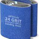 8 Packs 8 x 19 inch 24 Grit Blue Zirconia Cloth Floor Sanding Belts Ideal for Sanding Commercial and Residential Flooring