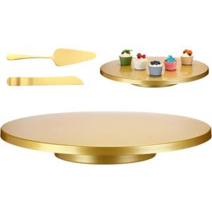 20 Inch Metal Cake Stand with Cake Knife and Spatula, Round Dessert Table Display Stand Metal Dessert Tray Serving Platter for Party, Wedding, Birthday, Baby Shower, Anniversary(Gold)