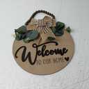3D Welcome Sign for Front Door | Home/Farmhouse Porch Dcor Wooden Hanging Sign with Artificial Leaves and Rustic Beads | Christmas Classroom |12" Round (Oak_Nature)