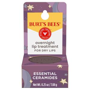 Burt's Bees Back To School Dorm Essentials, Original Overnight Intensive Lip Treatment, Moisturizing, Restorative, Reduces Fine Lines, Vitamin E, Ceramides Oils, Natural Origin Lip Care, 0.25 Oz.