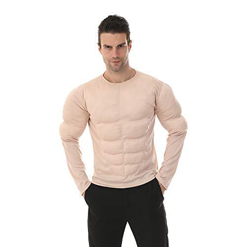 EraSpooky Men Muscle Shirt Bodybuilder Halloween Costume Accessory for Adult Muscle Shirt Padded Beige XL