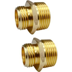 3/4 GHT Male x 1 NPT Male Connector, Brass Garden Hose Fitting, Adapter, Industrial Metal Brass Garden Hose to Pipe Fittings Connect (2 Pack)
