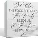 Christian Kitchen Decor, God Bless the Food Before Us Sign, White Wooden Box Sign, Bible Verse Home Decor, Farmhouse Wood Decors for Dining Room, Housewarming Gift for Christian