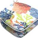 LVTXIII Set of 2 Outdoor Chair Cushions for Patio Furniture, Water Repellent Patio Chair Cushions 17"x16" with Ties, U-Shaped Dining Chair Pads for Garden Kitchen Use, Seascape Coral
