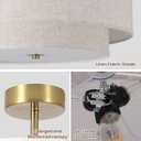 17.71" Semi Flush Mount Ceiling Light Fixture ,3-Light Gold Light Fixtures ,Modern Close to Ceiling Light with 2-Layer Fabric Linen Shade,Farmhouse Drum Ceiling Light for Bedroom,Hallway,Living Room