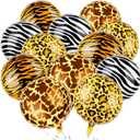 Aluminum Foil Balloons Jungle Animal Patterns Round Aluminium Foil Balloon Wildlife Print Balloons for Zoo Themed Jungle Safari Themed Birthday Decorations Supplies (4 Prints)