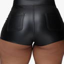 Hibshaby Women's Sexy Faux Leather Shorts High Waist PU Stretch Skinny Mini Hot Shorts, M