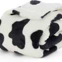 Bedsure Gentlesoft Cow Print Blanket for Christmas, Cute Cow Bedding Sherpa Fleece Thick Warm Throw Blanket Cozy Gifts for Women, Men, Kids, Teen Girls & Boys, Grandkids, Black and White, 50"x60"