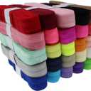 PAMIR TONG 5/8'' Fold Over Elastic FOE Headband Baby Hair Bow Soft Fold Over Elastic Binding Webbing Tape Craft Sewing Assortment Color (50 Yards Mixed)