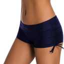 Micosuza Classical Women's Swim Boardshorts Beach Bikini Bottoms with Adjustable Ties 7 Color XS (Navy)