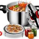 4.2QT Thickened Food Grade 304 Stainless Steel Pressure Cooker, 8 Heavy Safety Protection, Small Stovetop Pressure Pot, Induction & Gas Compatible for Single Person Use