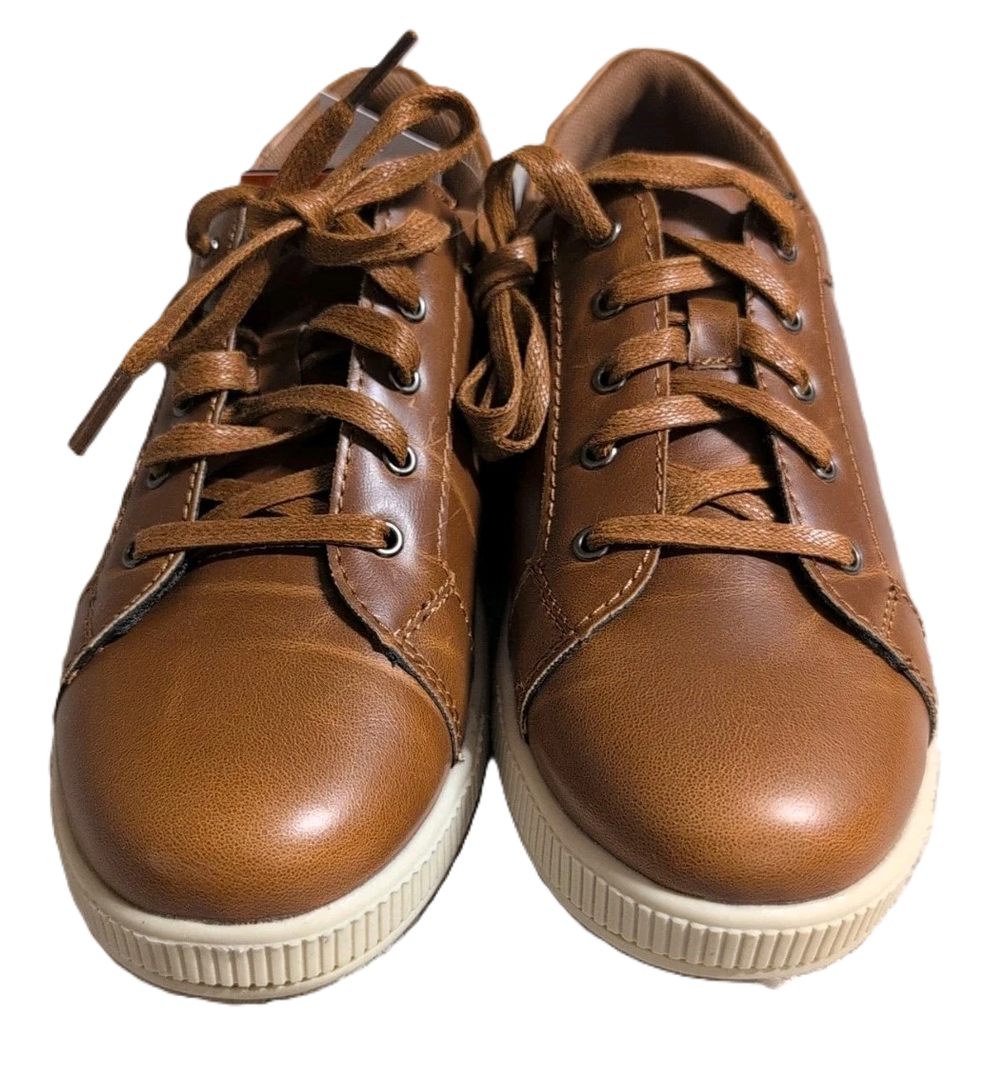 Deer Stags Boys' Kane Dress Fashion Sneaker -Dark Tan/Cream - 2 Little Kid Medium