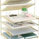OPNICE Desk Organizer, 6-Tier Letter Tray Paper Organizer, Desktop File Organizer, Office Desk Accessories & Office Decor for Women, Workspace Organizer for Office Supplies(Gold)