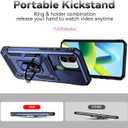 Case for Redmi A1 Plus Case, Redmi A1+ Case with Tempered Glass Screen Protector and Slide Camera Cover, 360 Rotate Ring Stand Magnetic Cover for Xiaomi Redmi A1+ Blue