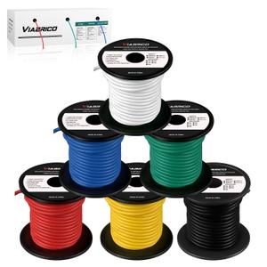 VIABRICO 16 Gauge Wire - 600FT, 100FT Spool, 6 Colors, Copper Clad Aluminium, Low Voltage, Hookup Wire Kit for Breadboard/Automotive/DIY/Battery