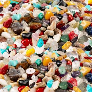 Big Natural Chip Stones for Bracelet - 250pcs 7mm to 12mm Large Multicolored Crystal Gemstones Hole Drilled DIY Beads for Crafts Bracelet Necklace Earrings Beads Jewelry Making DIY Art Craft