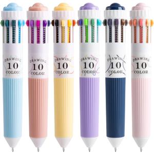 6 Park Multicolor Pens, 10-in-1 Colored Ballpoint Pen, 57 Colors, 0.8mm Fine Point Smooth Writing, Retractable Ballpoint Pens for Office School Students Children