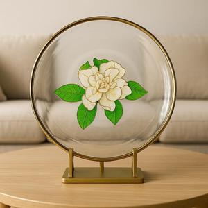 Cloisonne Enamel Painting Art DIY Craft Kit for Adults Beginners, Chinese Glass Tray Filigree Enamel Art Project Craft Supplies Paint By Number Kit, Handmade Home Decor Mothers Day Stress Relief Gift