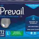 Prevail Proven | Large Pull-Up | Men's Incontinence Protective Underwear | Maximum Absorbency |18 Count (Pack of 4)
