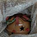 Large Christmas Jingle Bell Decoration, 4.5 X 5.5 Inch Rustic Red Jingle Bell Hanging Christmas Tree Bell Ornament Metal Star Cutout Xmas Holiday Decor, Party and Festival Decoration (Bell C)