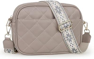 Prite Quilted Crossbody Purse for Women, Vegan Leather Bag with Shoulder Strap, Small Purse with Card Slots