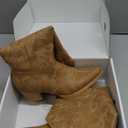 Rollda Cowboy Boots for Women Cowgirl Boots Embroidered Knee-High Western Boots Pointy Toe with Chunky Heel (7.5, Tan)