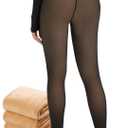 Fleece Lined Tights Women 300G Thick One Line Thermal Winter Warm Translucent Black Sheer size L