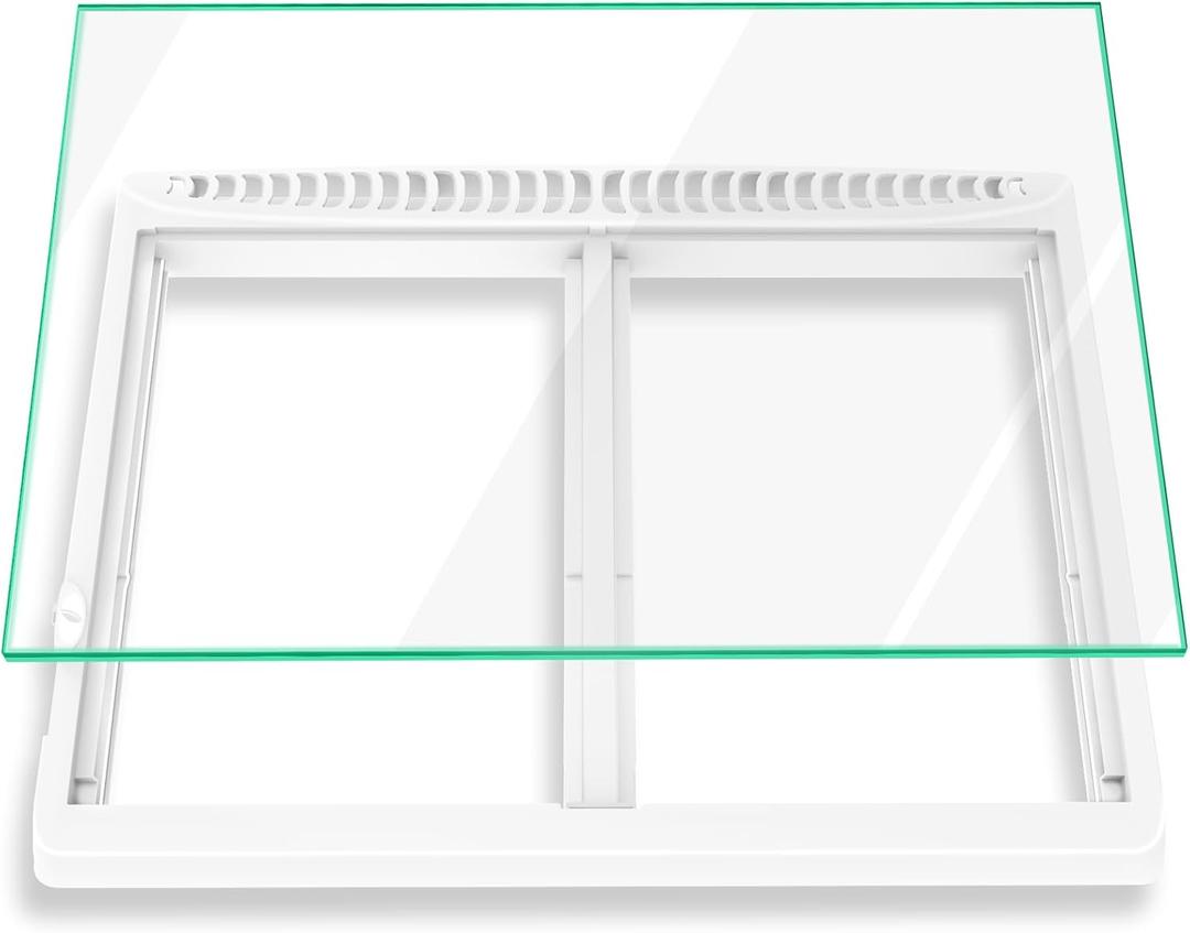 UPGRADED 240364793 Refrigerator Crisper Drawer Cover Frame with 240350608 Crisper Glass Replacement Compatible with Frigidaire Crisper Drawer Replacement 253.65802508 Fridge Crisper Pan Drawer Cover