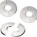 3 Pack Wall Split Flange Self-Adhesive Split Flange for Pipes 35mm Snap-On Cover, Stainless Steel Decorative Pipe Ring for Water/Drain/Gas Lines