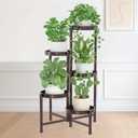 iDavosic.ly Plant Stand Indoor Outdoor, 5 Tier Corner Metal Flower Display Holder Shelf, Easy Assembly Folding Tall Orchid Rack for Patio Balcony Porch Garden Living Room House, Violet Bronze