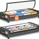 Yecaye 70L Under Bed Storage with Wheels, 2Pack Larger Capacity Under Bed Storage Containers, Underbed Shoe Storage Organizer, Rolling Under Bed Metal Drawers for Clothes, Blankets(35.5 x 17 x 6.7in)