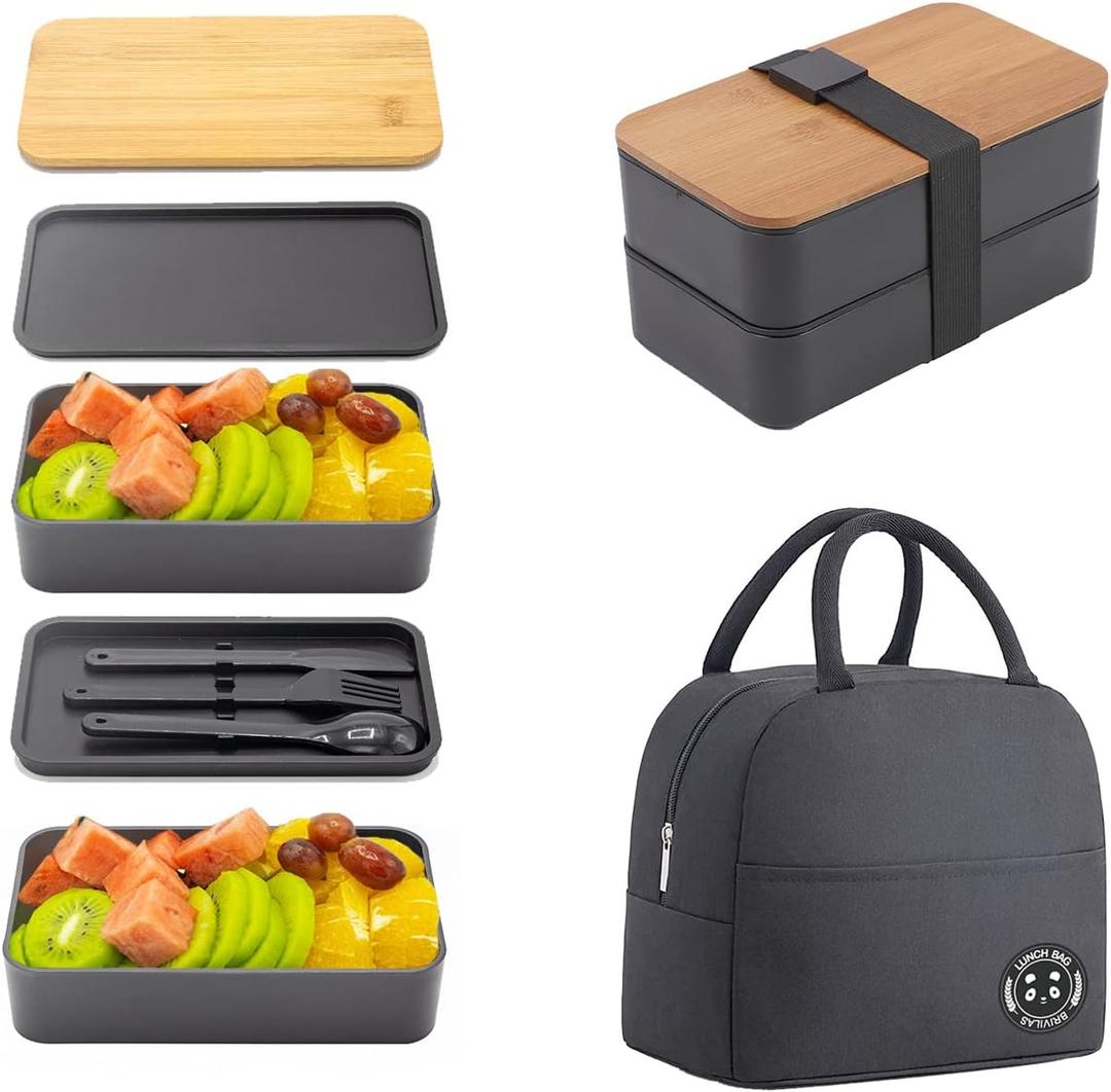 Bento Box Adult Lunch Box with lunch bag, Japanese Stackable Lunch Box Containers for Adult, Bento lunch Box with Dividers Black Bento Box Adult Lunch Box with lunch bag, Japanese Stackable Lunch Box Containers for Adult, Bento lunch Box with Dividers Black