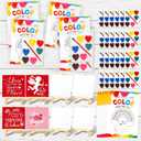 Daifunli 72 Pcs Valentine's Day Gifts for Kids Includes 24 Heart Shape Watercolor Paint Valentine's Day Cards and Canvas Panel with Wooden Easel Valentines Exchanges Party Favor(Novel Style)