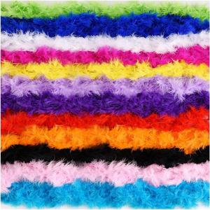 WXJ13 12 Packs 6.6ft Colorful Feather Boas, Turkey Feathers Boa Rainbow Boa Chandelle Feather Boa Colorful Marabou Feather Boas for Craft Wedding Party Dress Up Halloween Costume Decoration