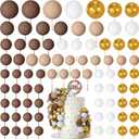 NACHLYNN 80 Pcs Cake Balls Decorations Mini Balloon Cake Topper Balls Foam Cupcake Toppers Balls for Cake Decorating Birthday Parties Weddings Anniversary (Brown Gold Series)