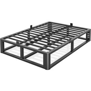 Firpeesy Metal Heavy Duty 14 inch King Bed Frame with Rounded Corner and Headboard Hole Mattress Retainers 3500 LBS No Box Spring Needed Platform Noise Free Easy Assembly