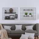 4 Pcs 15.75 x 3.94 x 1.97 Inch Metal Grid Wall Baskets with Hooks Grid Wall Shelves Hanging Wire Basket Multi Function Storage Organizer for Kitchen Organizing Display (Black)