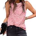Dokotoo Womens Leopard Print Tank Tops Crewneck Sleeveless Summer Casual T-Shirts Blouses (S)