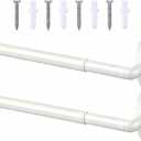 2 Pack Small Curtain Rods Adjustable 18-32 Inch, White Sash Rod for French Doors Windows,5/8 In.Diameter