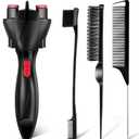 Tioncy 4 Pcs Automatic Hair Twister Machine Set, Includes Electronic Hair Braider Double Sides Edge Brush Bristle Brush and Pin Tail Comb, DIY Hair Braiding Machine Hair Roller Tool for Women