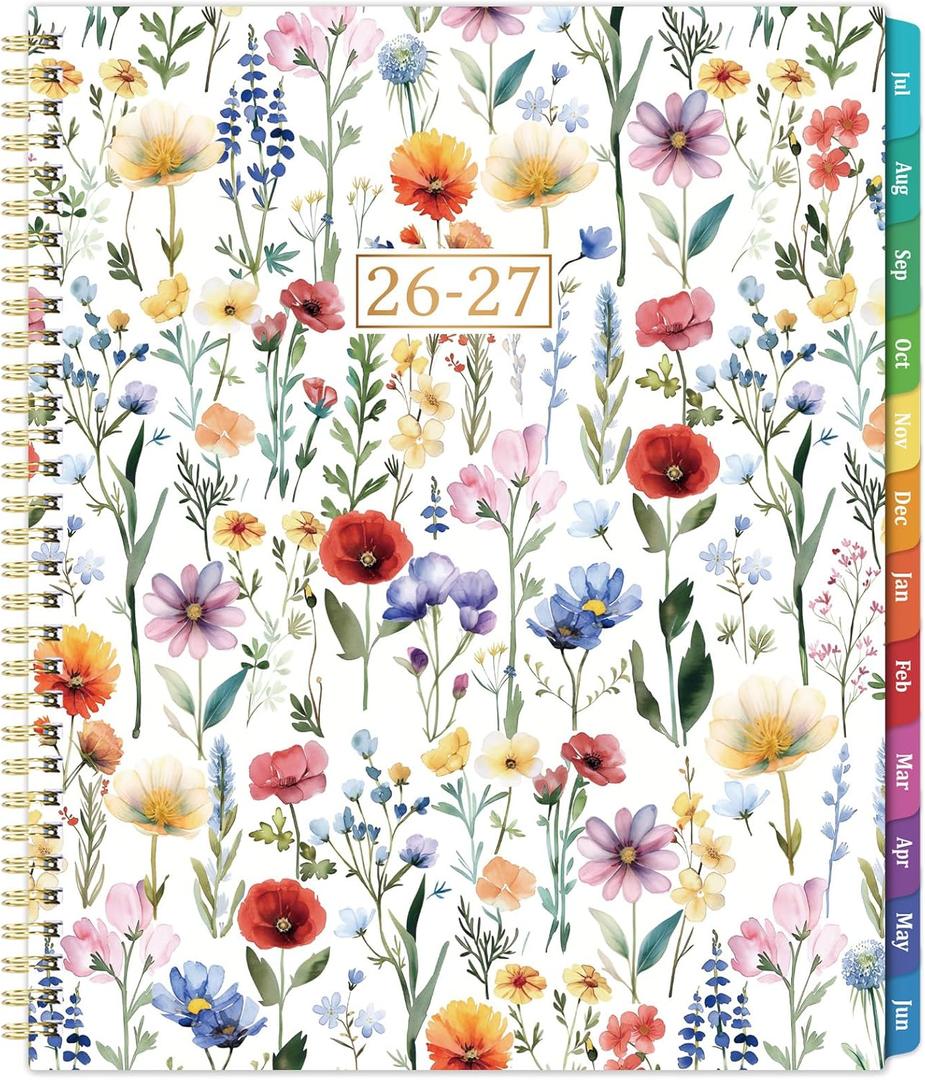 Planner 2026-2027 - Jul. 2026 - Jun. 2027, 8.5" x 11" Planner Weekly and Monthly, Calendar Planner 2026-2027 with 12 Monthly Tabs, Cardboard Cover, Back Pocket