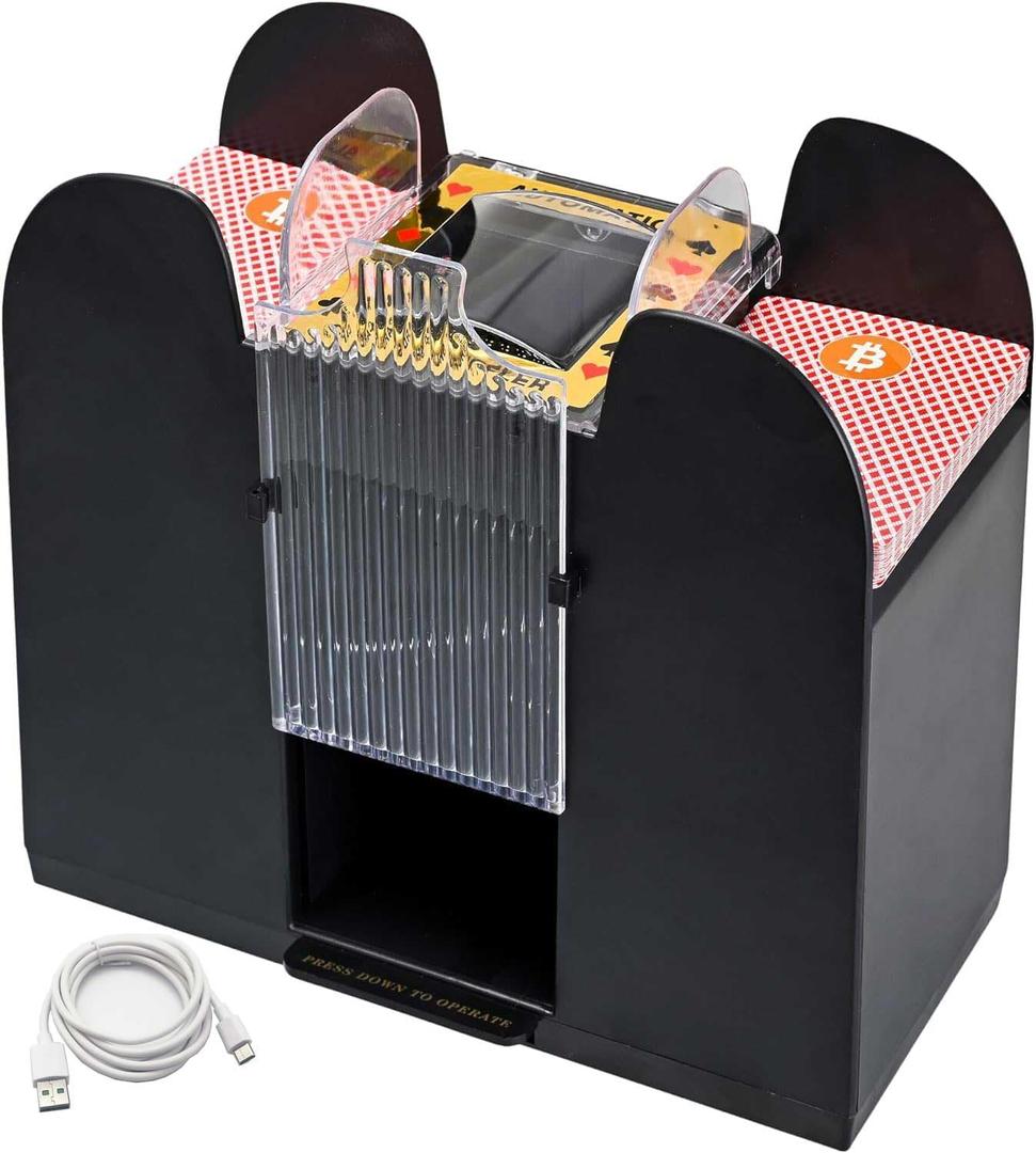 6 Deck Automatic Card Shuffler, USB/Battery-Operated Uno Shuffler Card Machine, Automatic Shuffler for Card Games