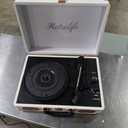 Turntable Vinyl Record Player 3-Speed Suitcase Portable Belt-Driven Record Player with Built-in Speakers RCA Line Out AUX in Headphone Jack Vintage White