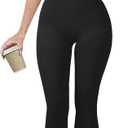 OQQ Women Yoga Jumpsuits Ribbed Crew Neck Sleeveless Bell Bottoms Flare Jumpsuits Small