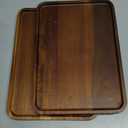2 PCS 13 x 9 in Solid Acacia Wood Serving Trays Rectangular Wooden Serving Platters Natural Wooden Boards for Bar Coffee Party (Brown)